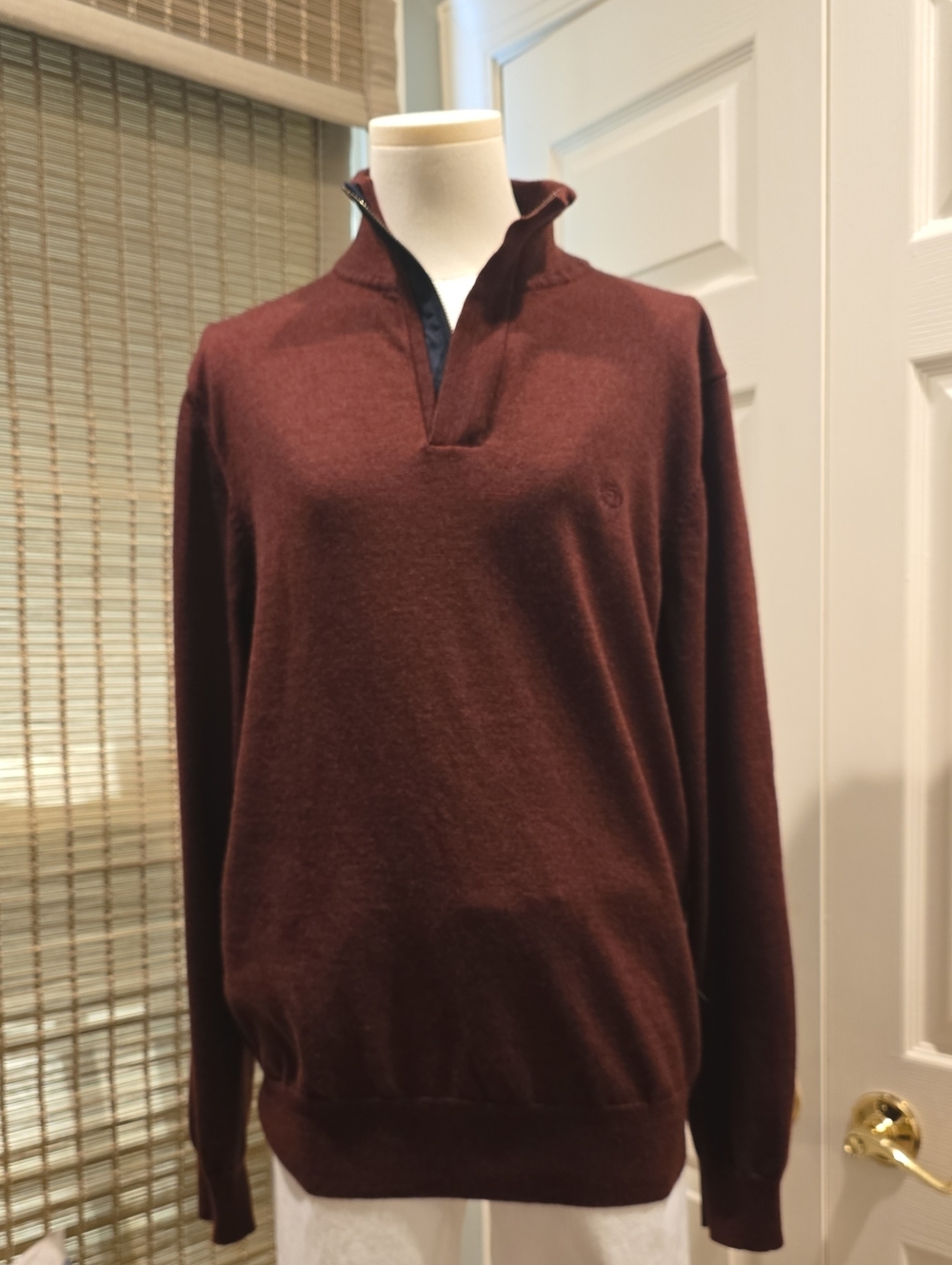 Southern Tide Men's Zip Neck Sweater in Deep Wine